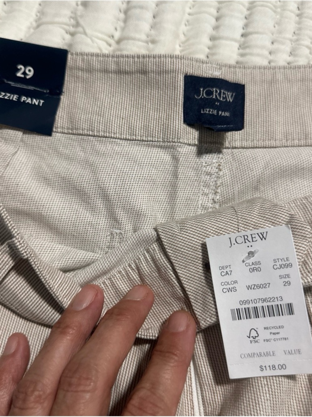 J. Crew Lizzie Wide Leg Pants in Light Taupe Stripe